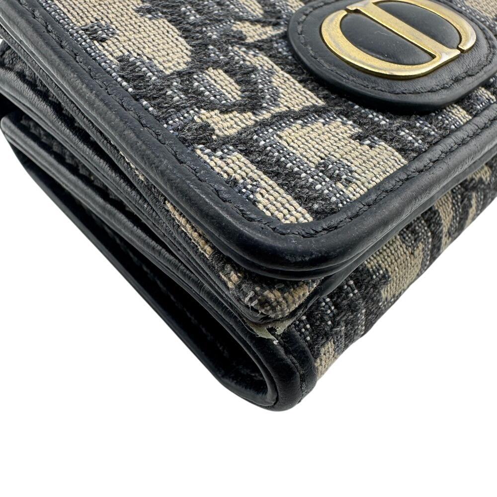 Dior compact Oblique canvas Montagne 30 Tri-fold wallet Navy canvas Women Used