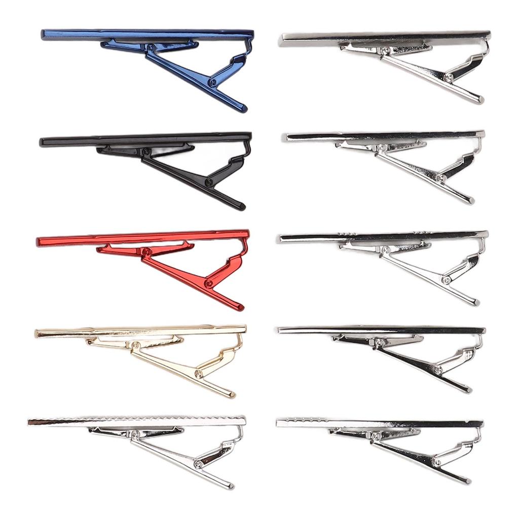 10 Pcs Tie Clip Stylish Elegant Copper Necktie Pin Set for Business Wedding Banquet