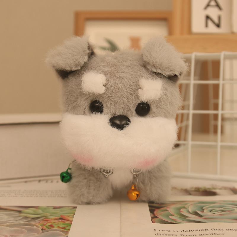 

Plush toy bell small milk dog doll keychain cute west highland dog doll keychain schoolbag hanging 4 inches [about 12cm] [Single braided rope]