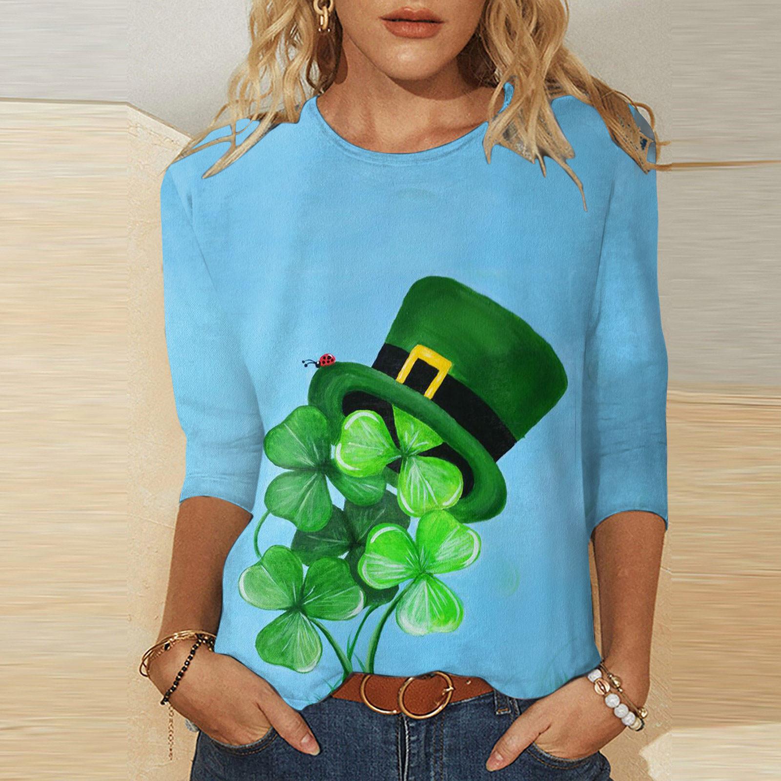 

Повседневная летняя футболка для женщин, футболки для дня Святого Патрика, рубашки, женские базовые топы, повседневная уличная одежда, ткань XL