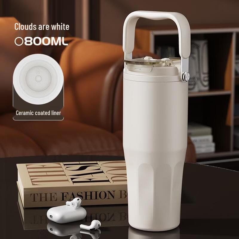 

OLOEY 800ML Ceramic Lined Stainless Steel Insulated Straw Mug