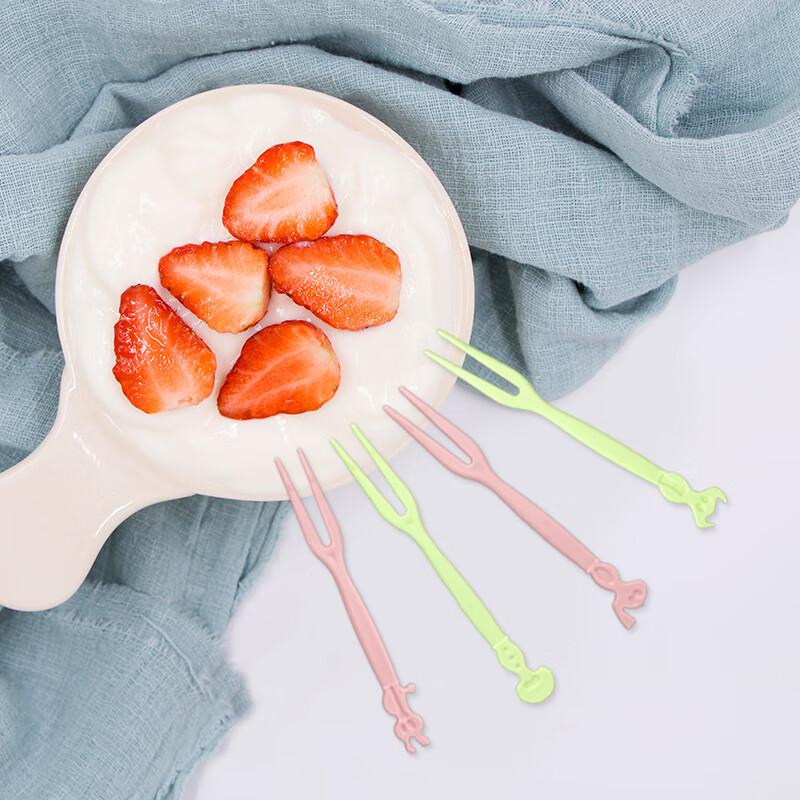 Fangcaodi Cartoon Fruit Forks, 100 Pieces, Thickened Fruit Picks for Cake, Mid-Autumn Festival Mooncake Dessert Forks, Sweet Dish Picks, 9.5cm