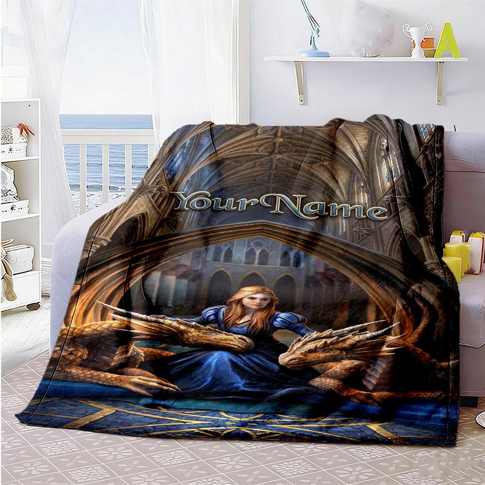 Gothic Illustrations Customize Text Blanket Gift Customizable Blanket Soft & Cozy for Nap Bed Chair Living Room Ideal for All Seasons