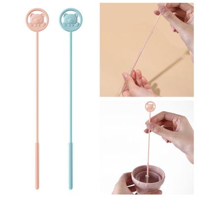Silicone Straw Brush with Stainless Steel Bar Extra Long Pipe Cleaner Brush Straw Bottle