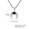 Vintage Moon Necklace for Men,Healing Natural Stone Stainless Steel Pendant Necklace,Stylish Christmas Jewelry Gift