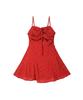 VIKINI VENDER Fraise Ribbon Shirring Mini Dress