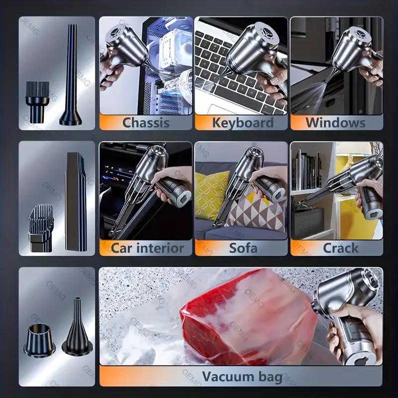 Aspirator portabil pentru mașină, fără fir, 95000Pa, nou-nouț, motor original german fără perii, puternic, portabil, pentru uz casnic, mini aspirator cu două scopuri