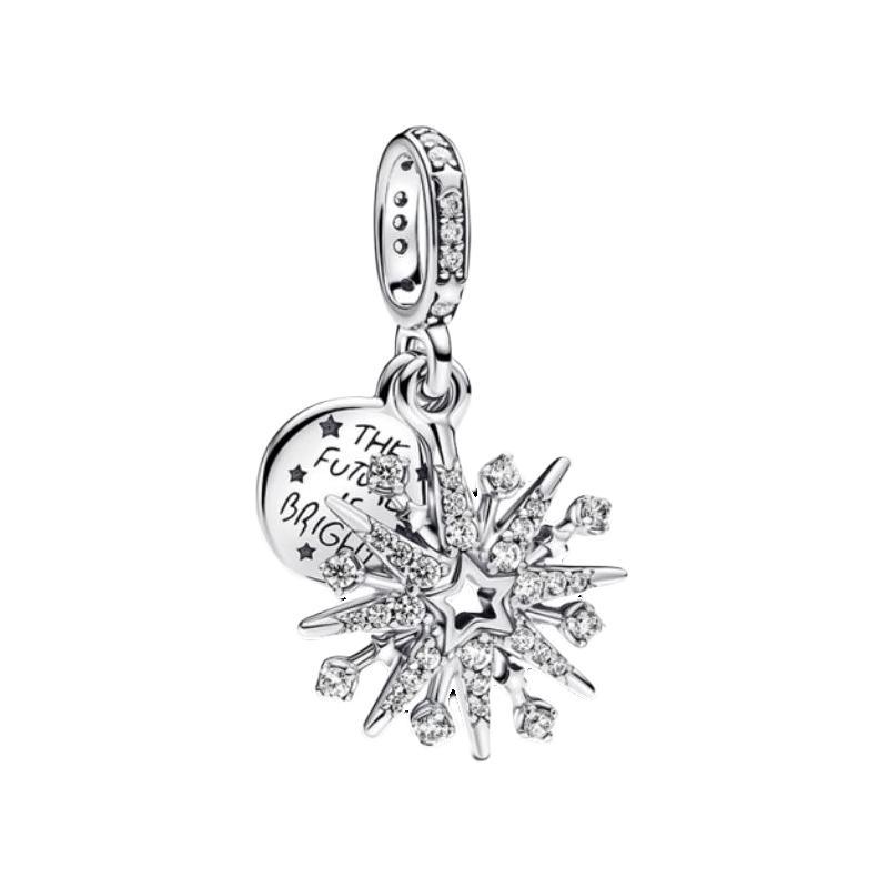 Pandora Hollow star-shaped engraved 925 silver necklace/pendant for women, silver 793512C01