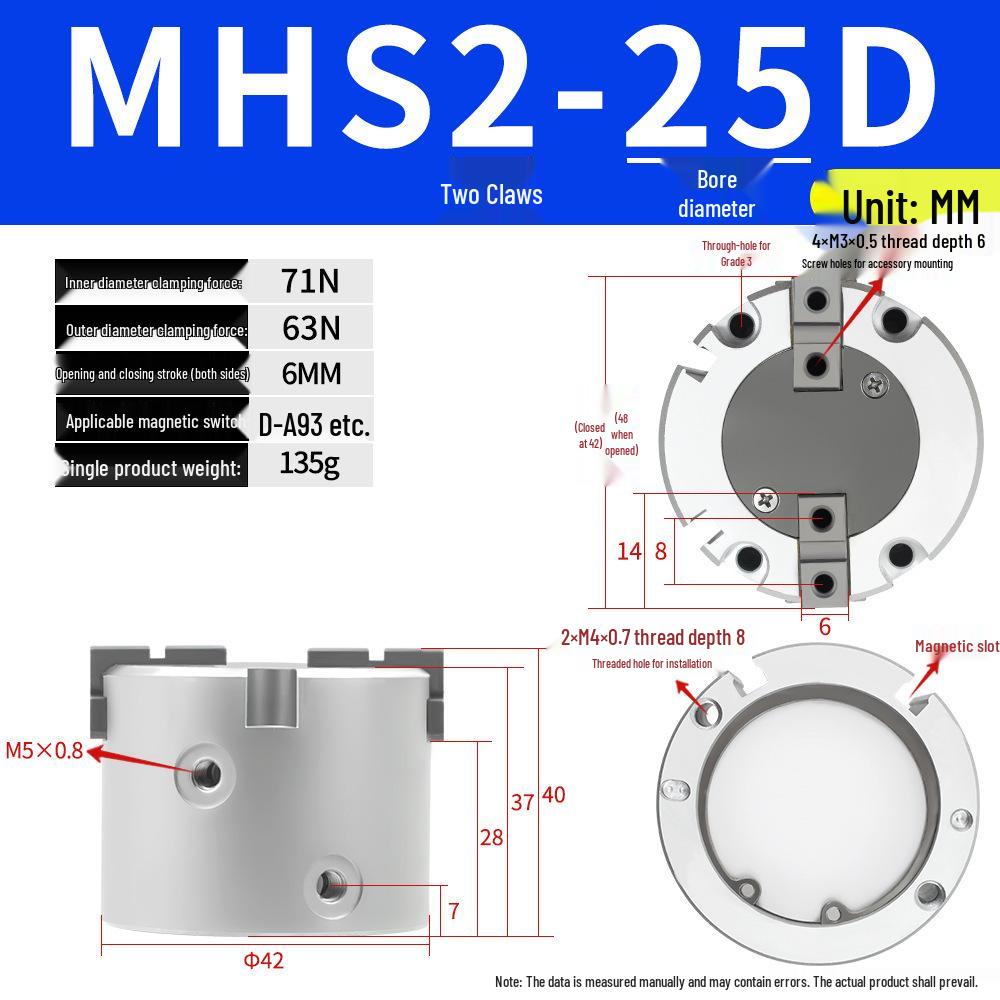 SMC Pneumatic Gripper Fingers: Two-Jaw, Three-Jaw, Four-Jaw MHS2/3/4-16D/25D/40D/50/63D