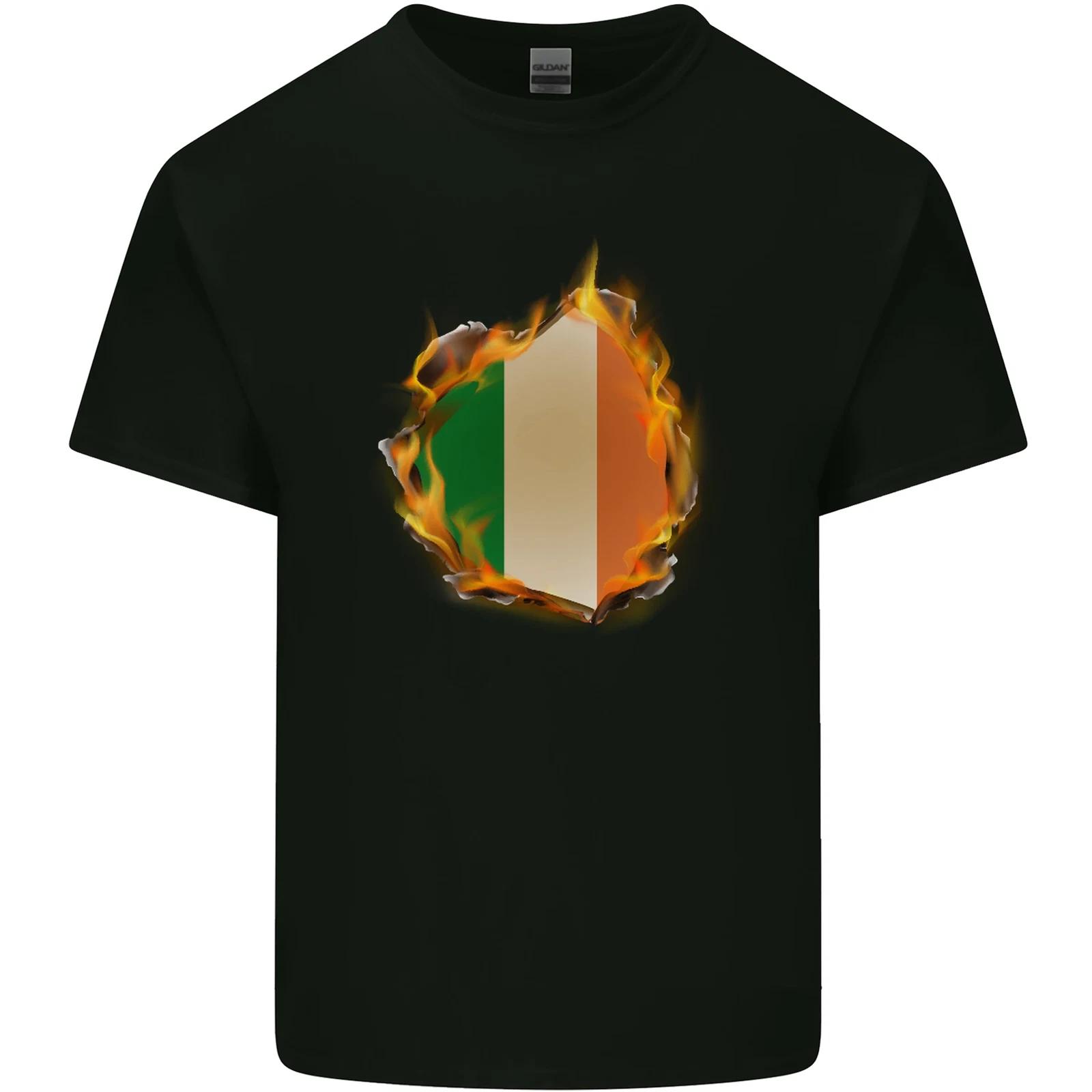 The Irish Tricolour Flag Fire Ireland Kids T-Shirt Childrens 3XL