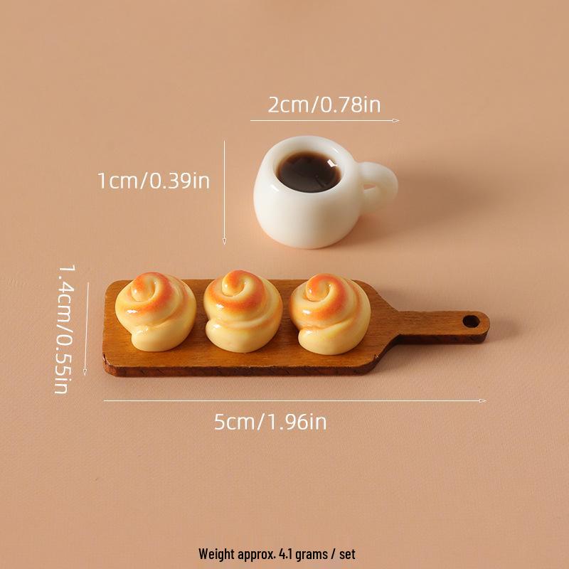Miniature Dollhouse Kitchen Accessories: Coffee, Bread, and Pastries for Play