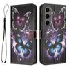 YX-2501 For Samsung Galaxy S24 FE Case Pattern Printing PU Leather Wallet Phone Cover with Lanyard