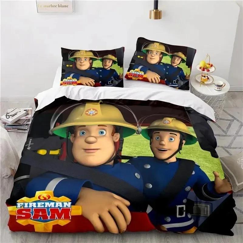 

Cartoon Fireman Sam Toys Bedding Set Duvet Cover Bed Set Quilt Cover Pillowcase Comforter king Queen Boys Adult Bedding Set US Queen(228*228cm)3pcs