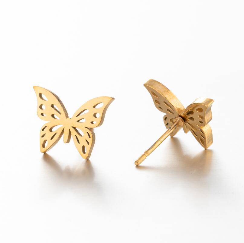 Butterfly Korean Temperament Stainless Steel Earrings - Versatile and Stylish Small Earrings for Women.