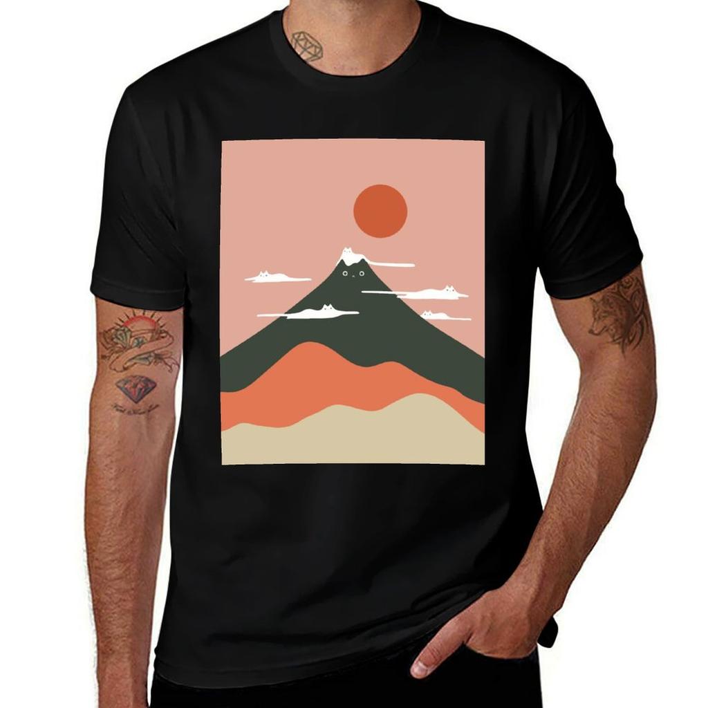 Cat 72A Landscape TShirt Plus Size All Match Tee Shirt