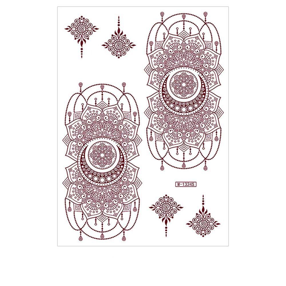 Red Mehndi Stickers Henna Tattoo Stickers Fake Tattoo for Women Red Henna Tattoo Decals  Girls
