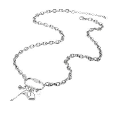 Vintage Multi-Akzent-Anhänger-Halskette Verstellbare Edelstahlkette Leichter Vielseitiger Schmuck Für Frauen
