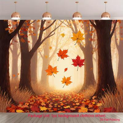 2D Flat Printed Autumn Falling Maple Leaves Background Cloth