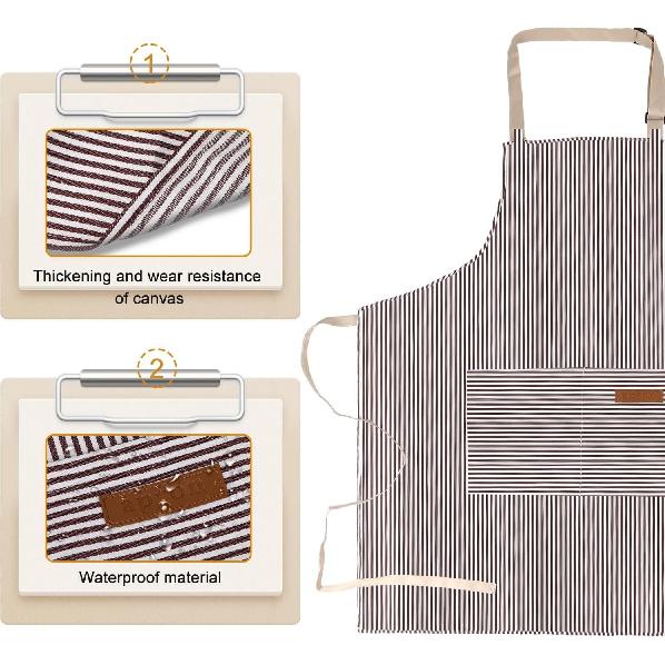 2-Pack Aprons for Women Men with Pockets, Adjustable Bib Kitchen Apron, Chef Aprons for Cooking Baking BBQ