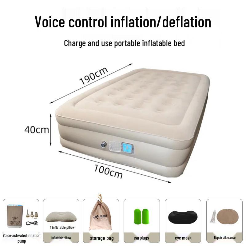 Smart AI Voice-Controlled Inflatable Air Mattress for Outdoor Camping – Thickened Double Bed Sheet