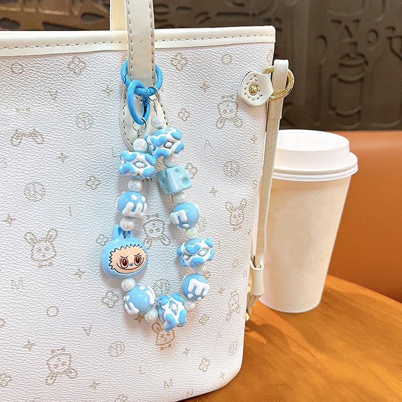 1Pc Backpack Accessories Labubu Phone Pendant Anime Beaded Phone Case Chain Keychain Camera Decoration Gift