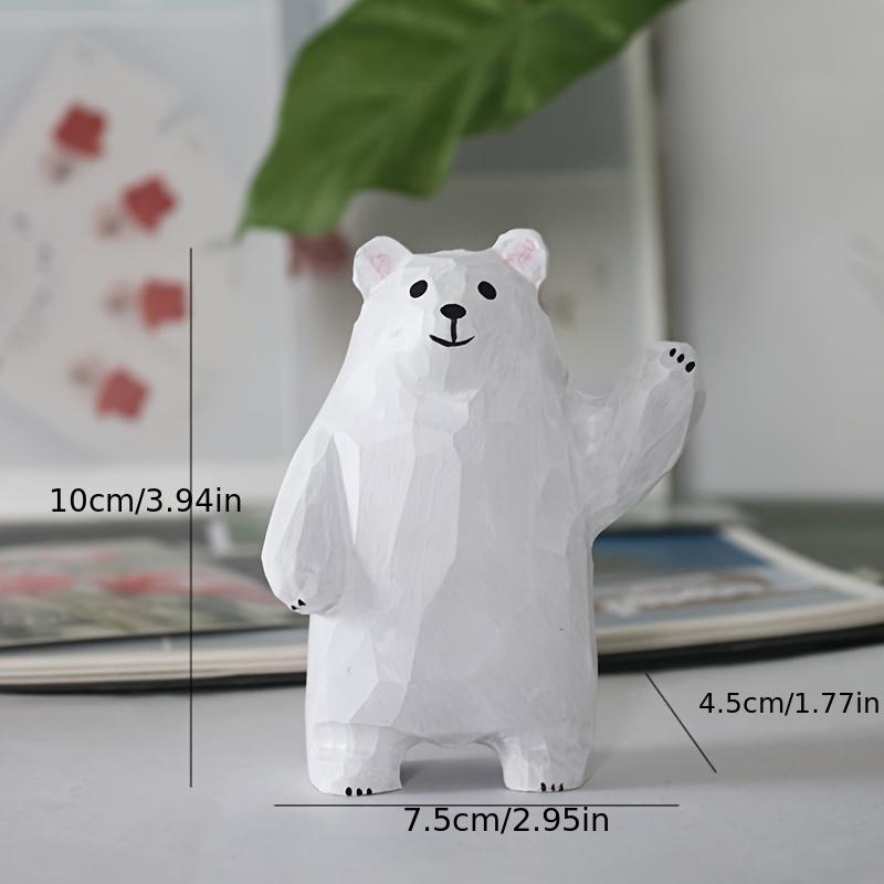 

Handcrafted Wooden Bear Figurine with Heart Balloon Charming Desktop Decor, Artisanal Wood Carving,Cute Animal Design,Ideal Gift for Special Occasions