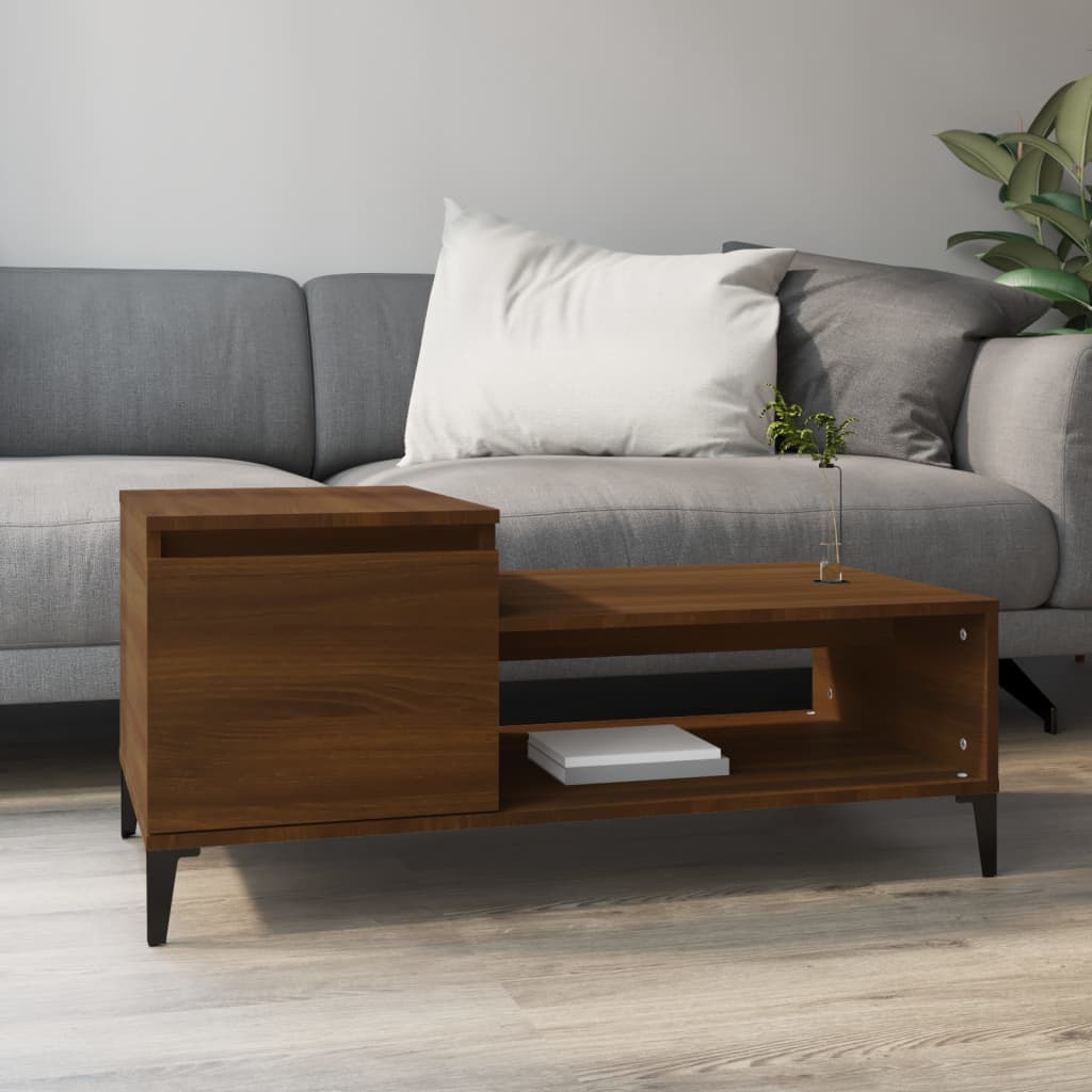 Coffee Table in Brown Oak Look 100 x 50 x 45 cm Engineered Wood