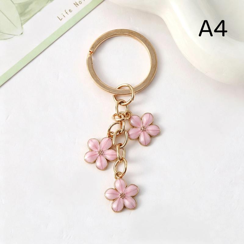 Lovely Cherry Blossom Keychain Three Flower Pendant Key Ring Fashion Bag Accessory for Girls Birthday Gift School Bag Decor