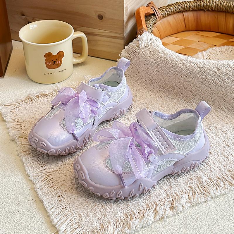 

Children s Mesh Bowknot Sneakers2026New Summer Girls College-Style Running Shoes Casual Shoes 26-31Code one hand6Double фіолетовий