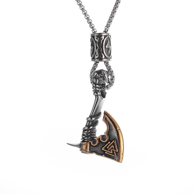 Creative Mens Stainless Steel Axe Pendant Alloy Necklace Jewelry Long Accessories Women