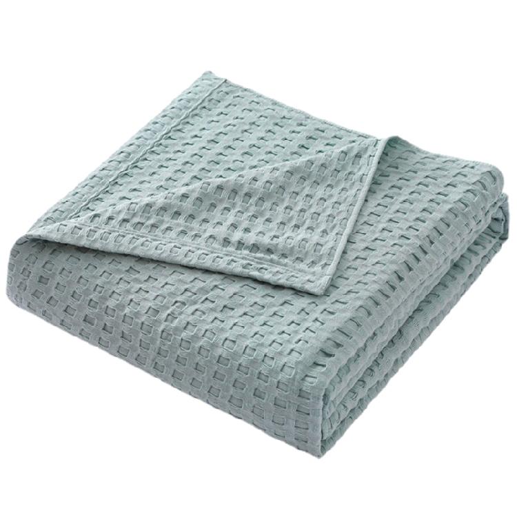 

Breathable Waffles Cotton Throw, Soft and Light, Cooling Cotton Waffles for Summer Nights,150x200cm,Cool Blanket синій