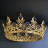 Vintage Gold Crown With Blue Crystal Decoration Comfortable To Wear For Women Daily Party Headwear
