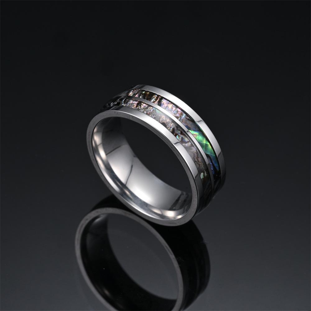2024 Men's Stainless Steel Ring with Abalone Shell Inlay
