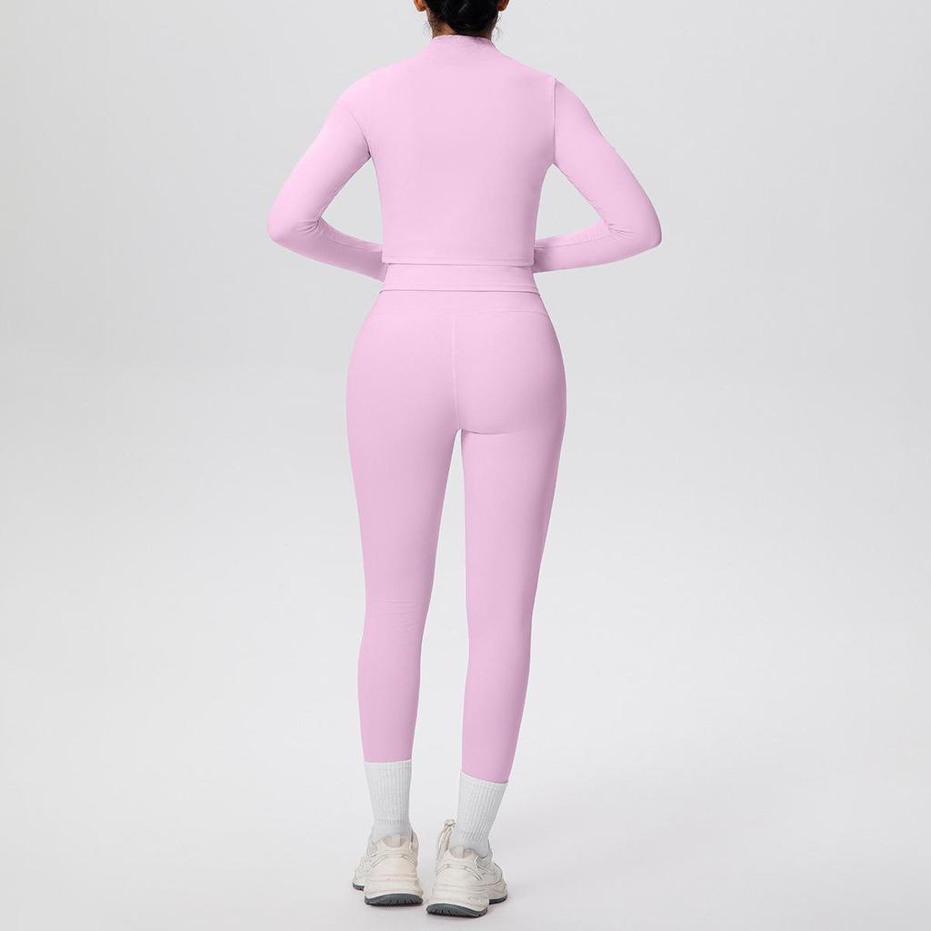 Women's Three-Piece Fitness Set: One-Shoulder Vest, Long-Sleeved Jacket, Slim-Fit Yoga Pants