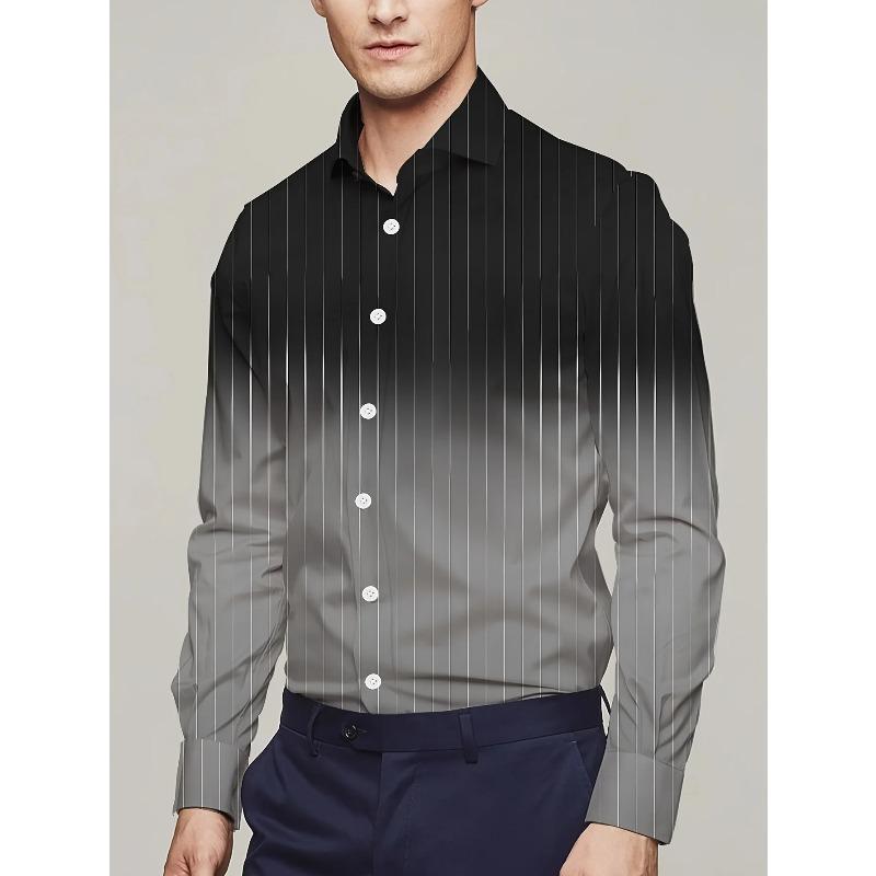 New Business Casual Men's Line 3D Printed Shirt Formal Spring and Summer Lapel Long-sleeved XS-5XL Stretch Fabric Shirt 2026