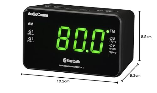 OHM Electric AudioComm Bluetooth Clock Radio, Digital Clock, Wireless Speaker, AMFM RAD-MBT101Z (Product Code: 03-0775)