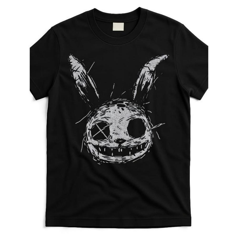

European Sizes Evil Scary Bunny Rabbit Alt Goth Grunge Aesthetic T Shirt Cool Design Street Trending Style Men S Tee Comfortable Men S T Shirts S чёрный