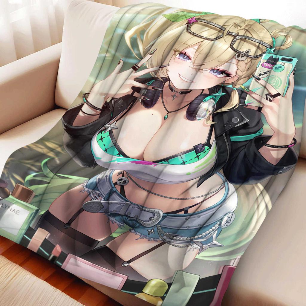 Cartoon Warm Soft Flannel Blanket Cover Anime Wuthering Waves Lynae Blanket Multifunctional Decor Home Universal Blanket