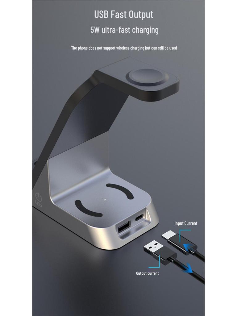 Six-in-One Wireless Charger for Apple Watch, Earbuds & Phones - Fast Wireless Charging