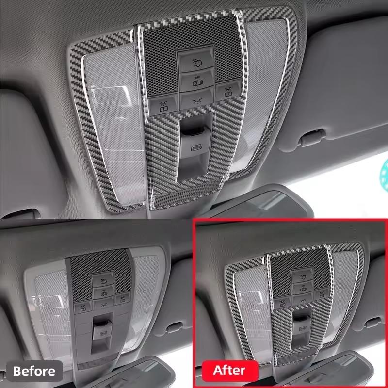 Carbon Fiber Car Reading Light Decorative Frame Sticker For Mercedes-Benz C Class W204 W212 Auto Interior Accessories
