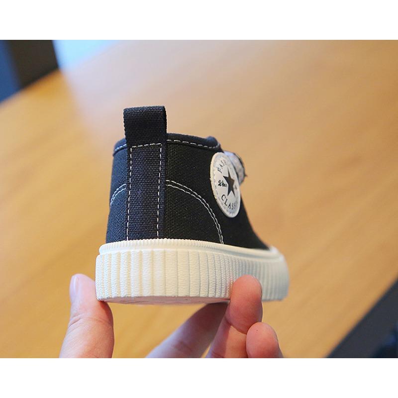 Unisex Kids High Top Canvas Casual Sneakers Non Slip Soft Sole Children Board Shoes