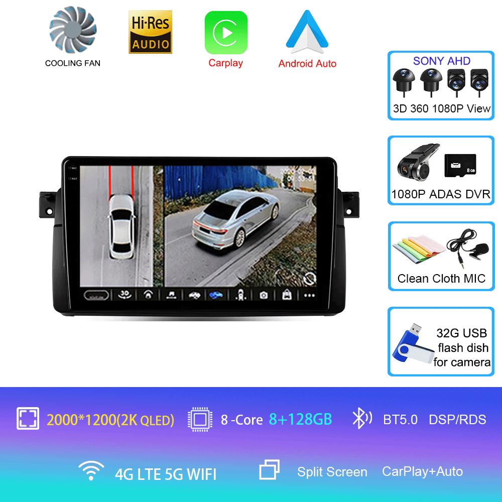 Car Radio Android 14 Carplay For BMW E46 M3 1998 1999 2000 2001 - 2006 Navigation GPS Multimedia Player Stereo wifi+4G BT 2 DIN