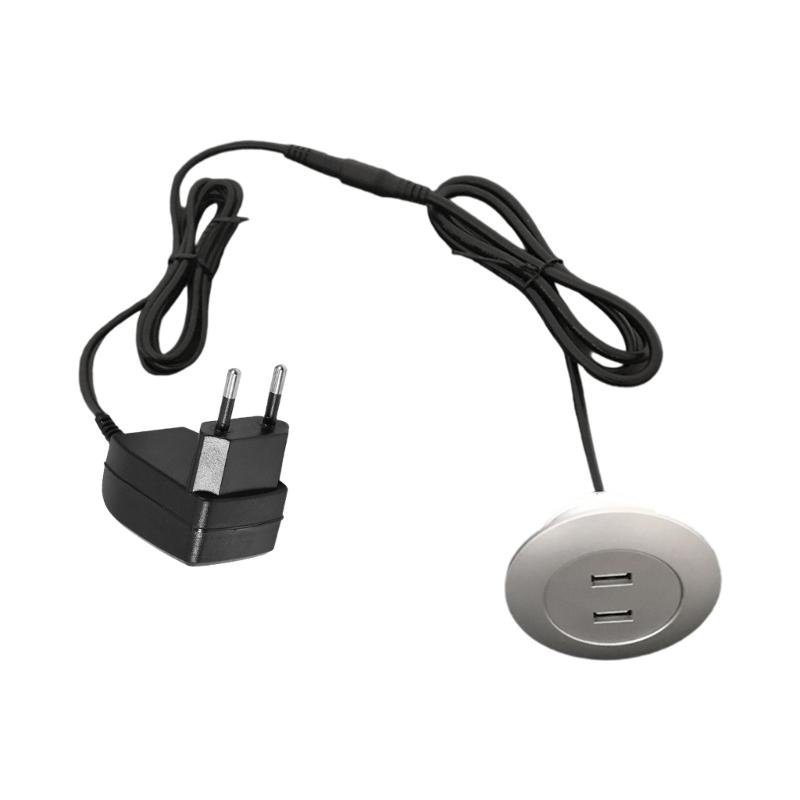 Furniture Concealed USB Panel Socket Desktop Embedded Double USB Socket for Phone Charging Double USB Charging Interface