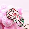 Wood Mama Rose Decoration with Stable Round Base Wooden 3D Carved Rose Flower Desktop Ornament Romantic Mother's Day Gift