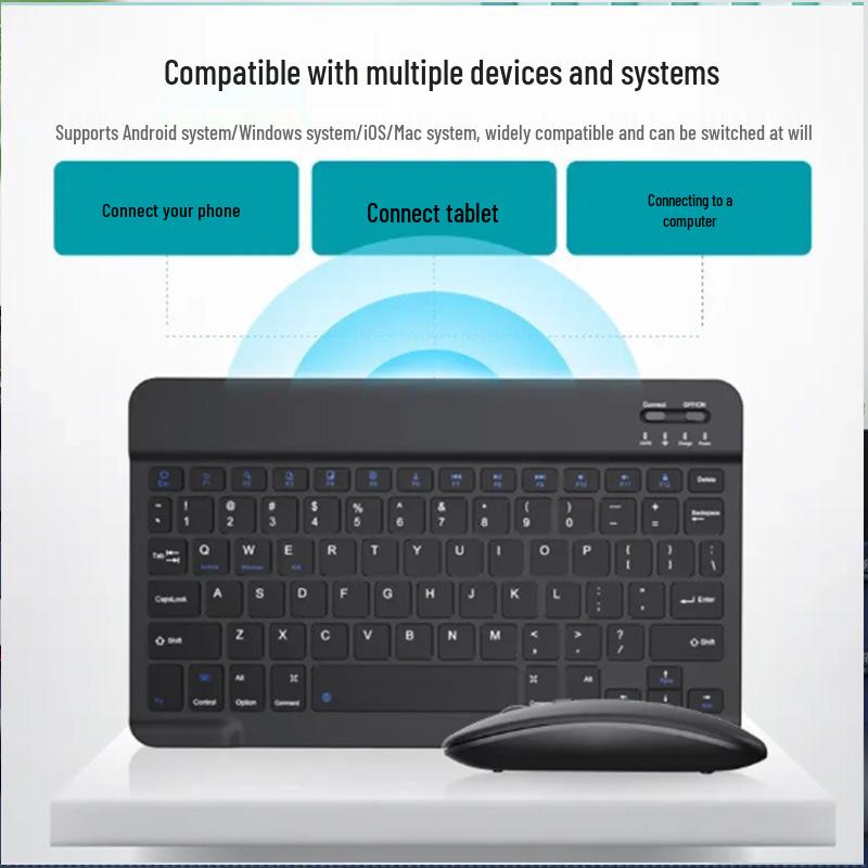 Ergonomic 10-inch 2024 Portable Bluetooth Keyboard & Mouse