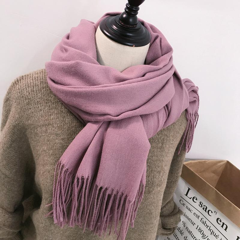 Solid Color Scarf for Women in Winter Korean Style Versatile Student Autumn and Winter Thickened Long Imitation Cashmere Red Men's Scarf Trendy