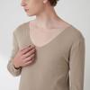 Gunze ADVANCE LABEL Long Sleeve Deodorizing Rayon Brushed Made In Japan Beige Size M [CUT OFF] U-Neck Men's