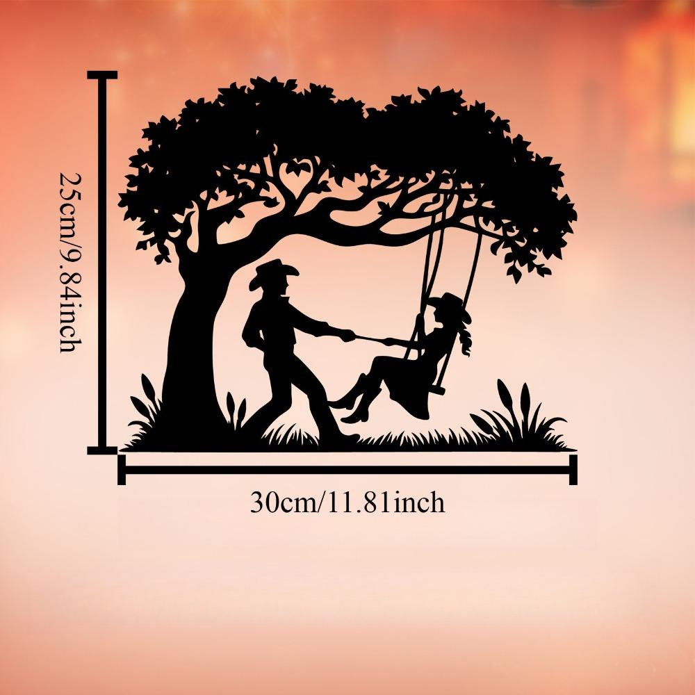 

1pc Romantic Cowboy Swing Metal Wall Art, Weather Resistant Iron Sculpture for Valentine Wedding Western Garden Fence Outdoor Indoor Decor 12in