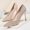 Fashion Point-toe Women's Sandals Nightclub Show Thin Stiletto Women's Single Shoes Rhinestone Sequin High-heeled Shoes