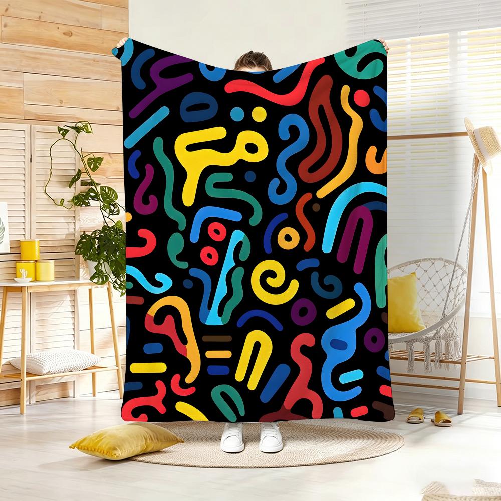 Pattern abstract Throw Lightweight 240g Flannel Blanket Soft Skin-friendly for Summer Cooling 75x90cm